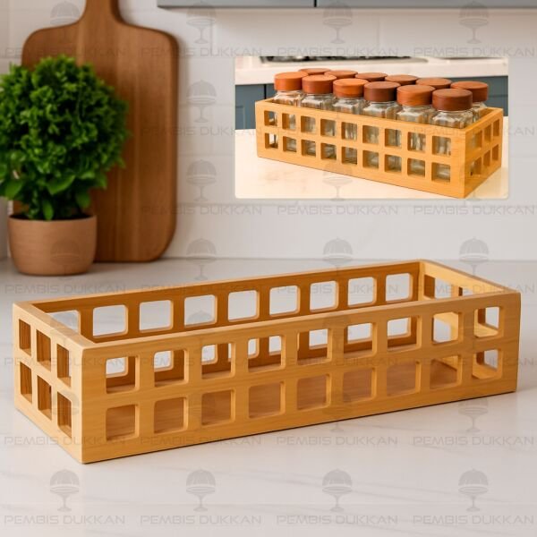 BAMBU KAFES KASA, UZUN DİKDÖRTGEN STAND & ORGANİZER (1281)