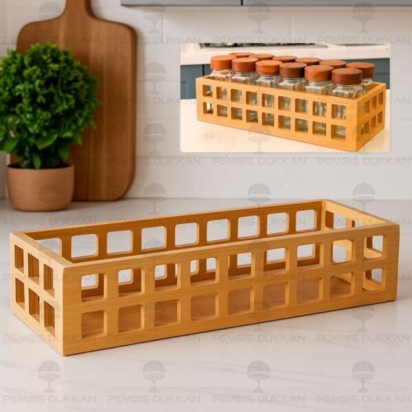 BAMBU KAFES KASA, UZUN DİKDÖRTGEN STAND & ORGANİZER (1281)