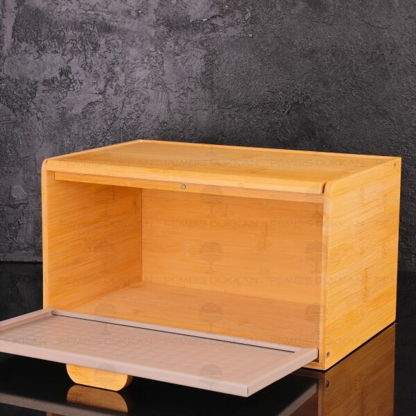 HİRA GRİ METAL KAPAKLI, BAMBU EKMEKLİK (5T11)