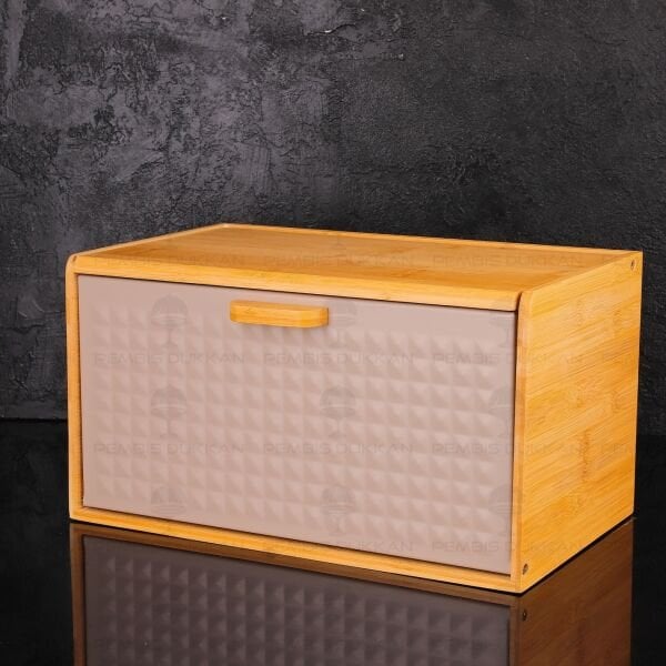 HİRA GRİ METAL KAPAKLI, BAMBU EKMEKLİK (5T11)