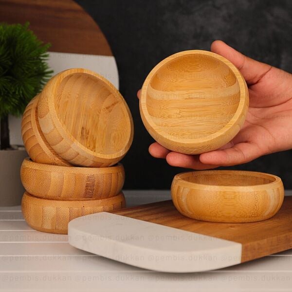 1 ADET BAMBU BOOB YUVARLAK REÇELLİK & ÇEREZLİK KASE (1357)