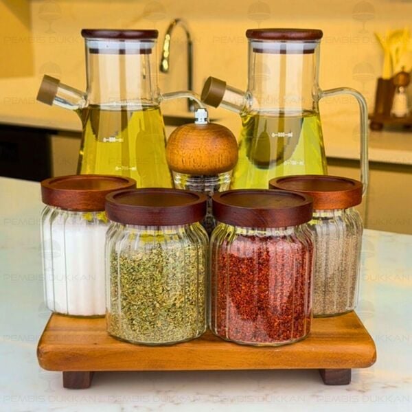 7Lİ AKASYA STANDLI SERENİT & MENNY OCAK YANI YAĞDANLIK KOMBİN SET NO2