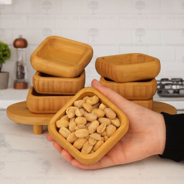 3LÜ BAMBU BOOB KARE REÇELLİK & ÇEREZLİK KASE (1368)