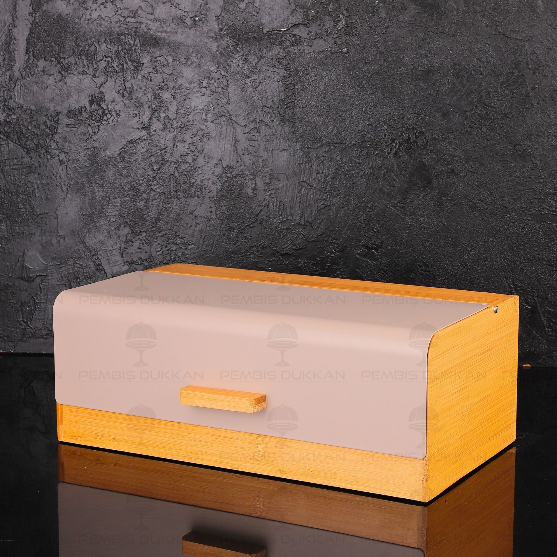 FERRE GRİ METAL KAPAKLI, BAMBU EKMEKLİK (ST15)