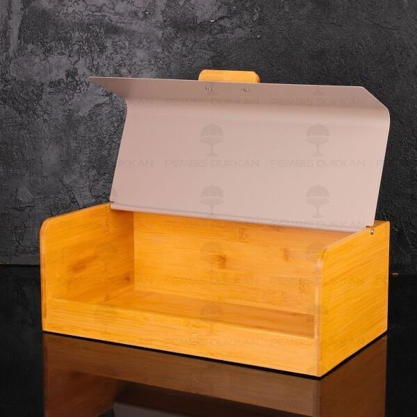 FERRE GRİ METAL KAPAKLI, BAMBU EKMEKLİK (ST15)