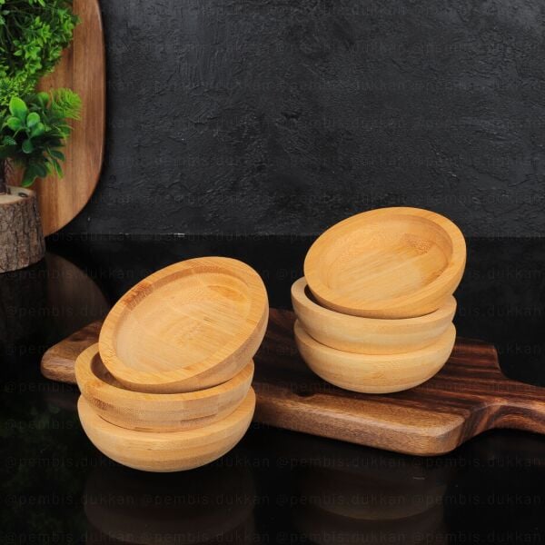 3LÜ BAMBU GAİN YUVARLAK REÇELLİK & ÇEREZLİK KASE (8B73)