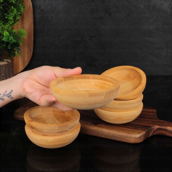 3LÜ BAMBU GAİN YUVARLAK REÇELLİK & ÇEREZLİK KASE (8B73)