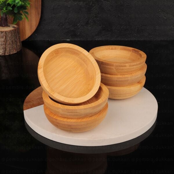 3LÜ BAMBU GAİN YUVARLAK REÇELLİK & ÇEREZLİK KASE (8B73)