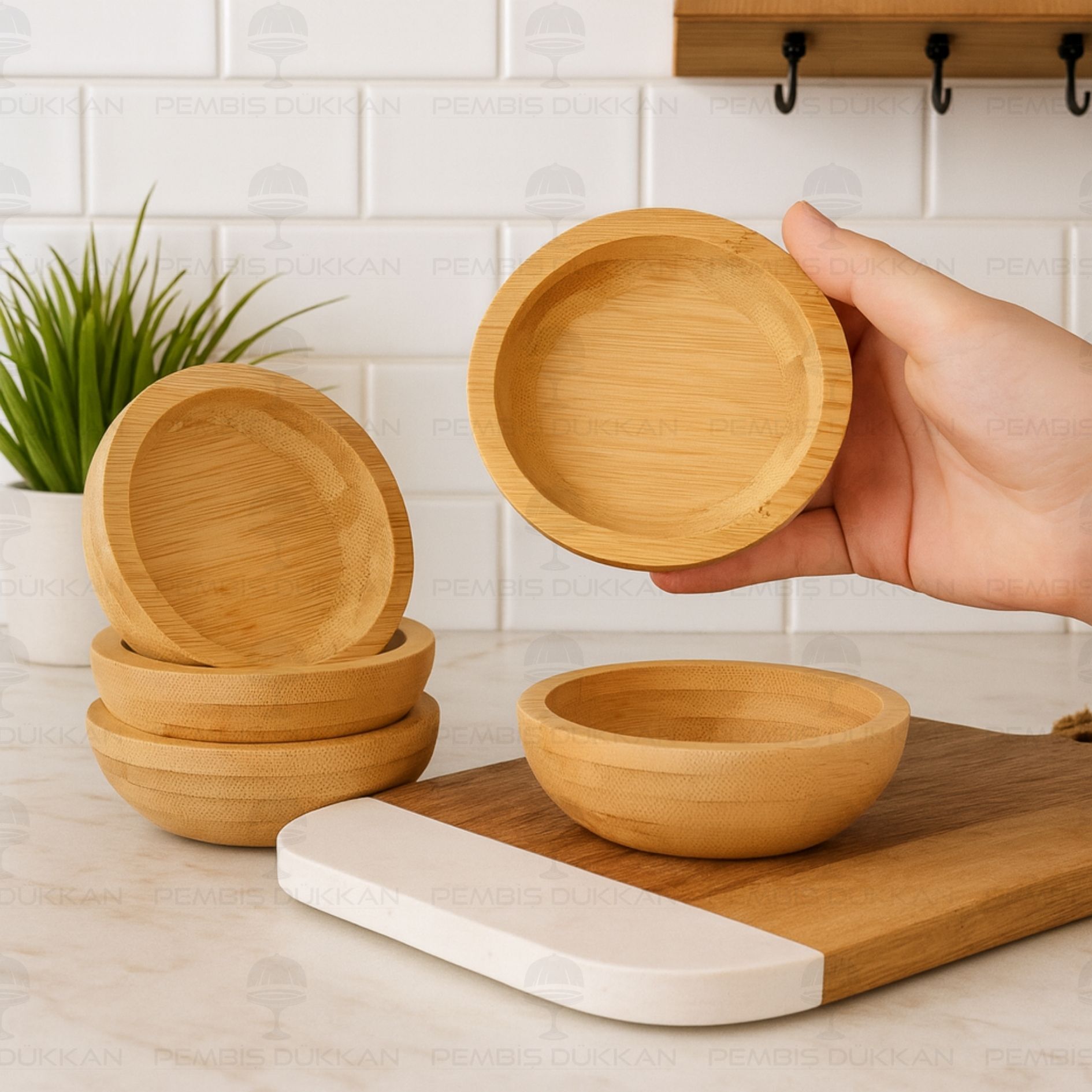 3LÜ BAMBU GAİN YUVARLAK REÇELLİK & ÇEREZLİK KASE (8B73)