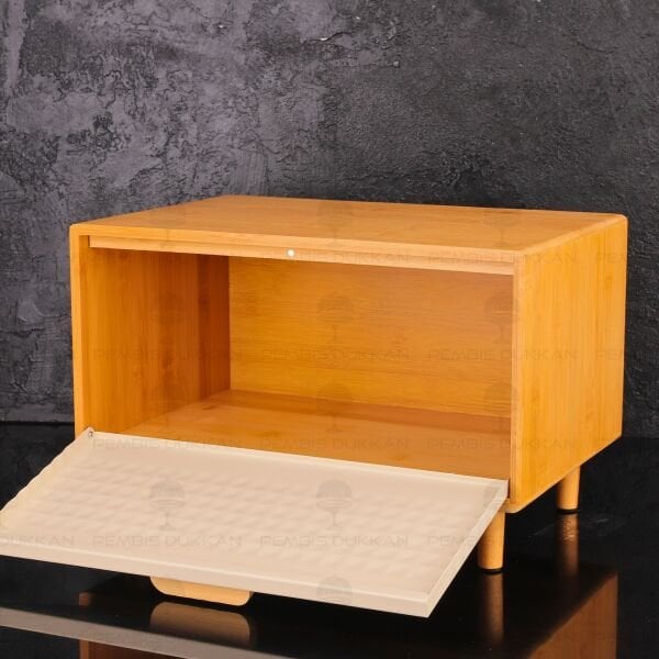 EVALİN KREM METAL KAPAKLI, BAMBU EKMEKLİK (ST04)