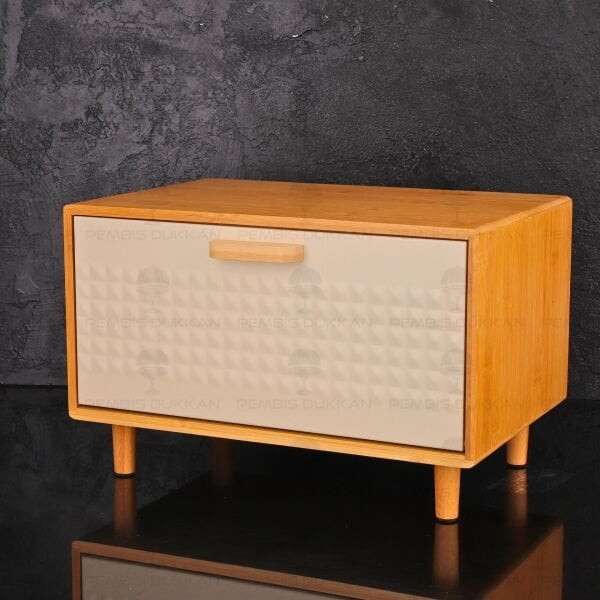 EVALİN KREM METAL KAPAKLI, BAMBU EKMEKLİK (ST04)