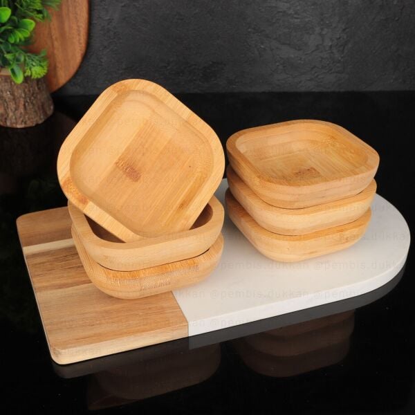 3LÜ BAMBU GAİN KARE REÇELLİK & ÇEREZLİK KASE (8B73)