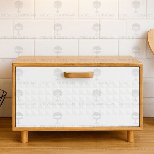 EVALİN BEYAZ METAL KAPAKLI, BAMBU EKMEKLİK (ST02)