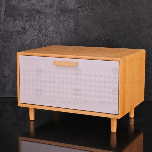 EVALİN BEYAZ METAL KAPAKLI, BAMBU EKMEKLİK (5T02)