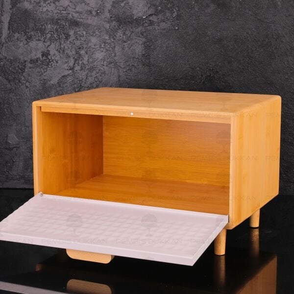 EVALİN BEYAZ METAL KAPAKLI, BAMBU EKMEKLİK (5T02)