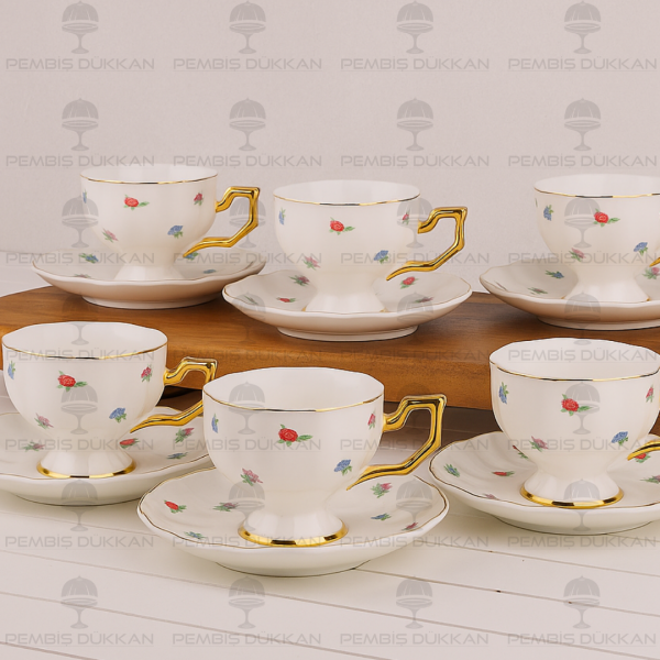 ÇİÇEKLİ PİNTEREST 6 KİŞİLİK FİNCAN TAKIMI (MN 0367)