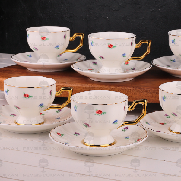 ÇİÇEKLİ PİNTEREST 6 KİŞİLİK FİNCAN TAKIMI (MN 0367)