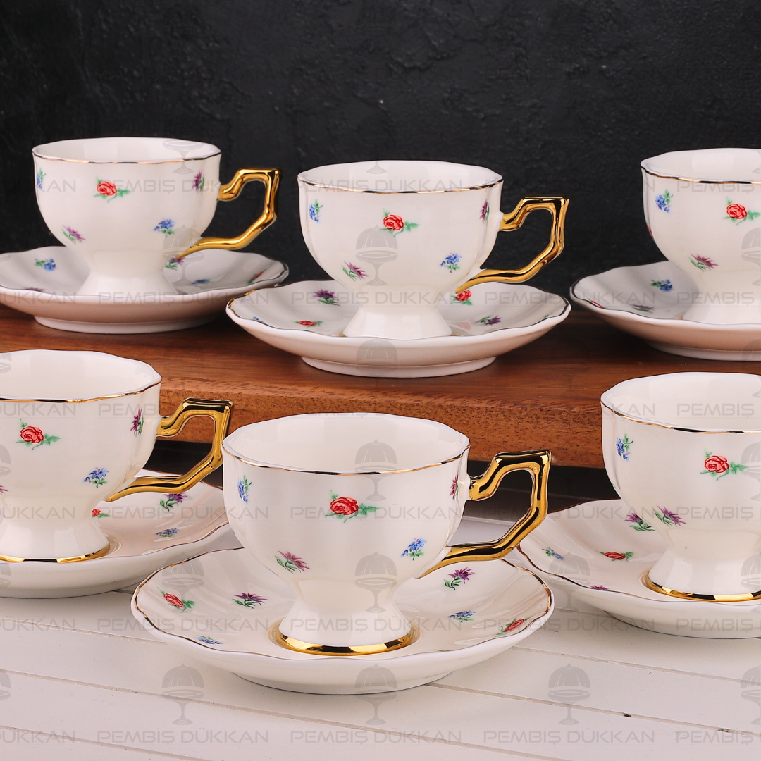 ÇİÇEKLİ PİNTEREST 6 KİŞİLİK FİNCAN TAKIMI (MN 0367)