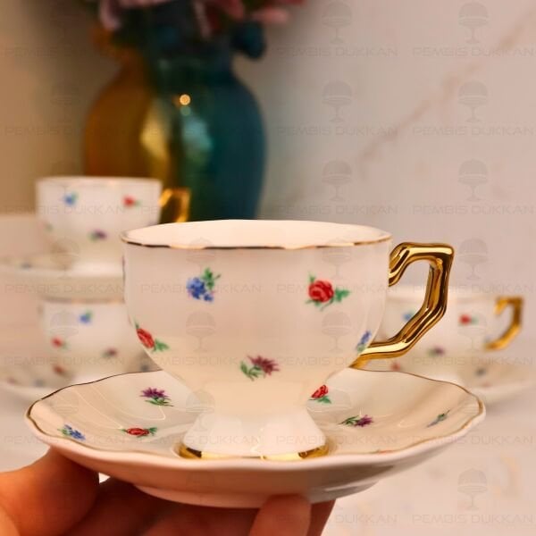 ÇİÇEKLİ PİNTEREST 6 KİŞİLİK FİNCAN TAKIMI (MN 0367)