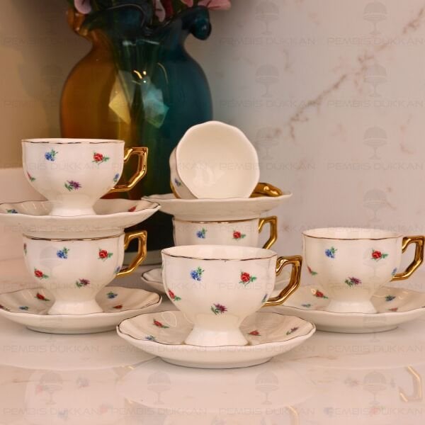 ÇİÇEKLİ PİNTEREST 6 KİŞİLİK FİNCAN TAKIMI (MN 0367)