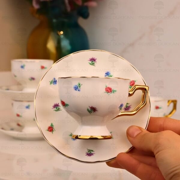 ÇİÇEKLİ PİNTEREST 6 KİŞİLİK FİNCAN TAKIMI (MN 0367)
