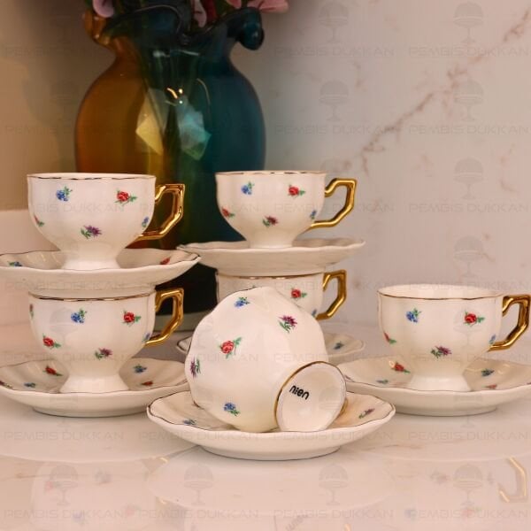 ÇİÇEKLİ PİNTEREST 6 KİŞİLİK FİNCAN TAKIMI (MN 0367)