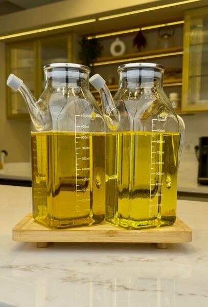 BAMBU ALTLIKLI, 2Lİ KARE METAL YAĞDANLIK SET (GLA013 + 8B31)