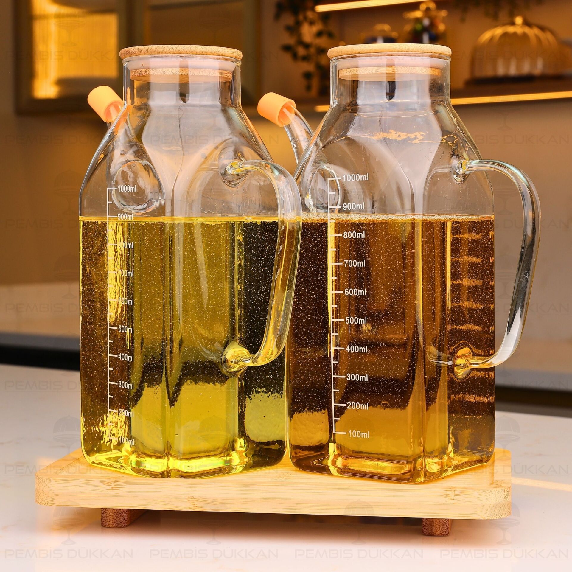 BAMBU ALTLIKLI, 2Lİ KARE BAMBU YAĞDANLIK SET (GLA014 + 8B31)