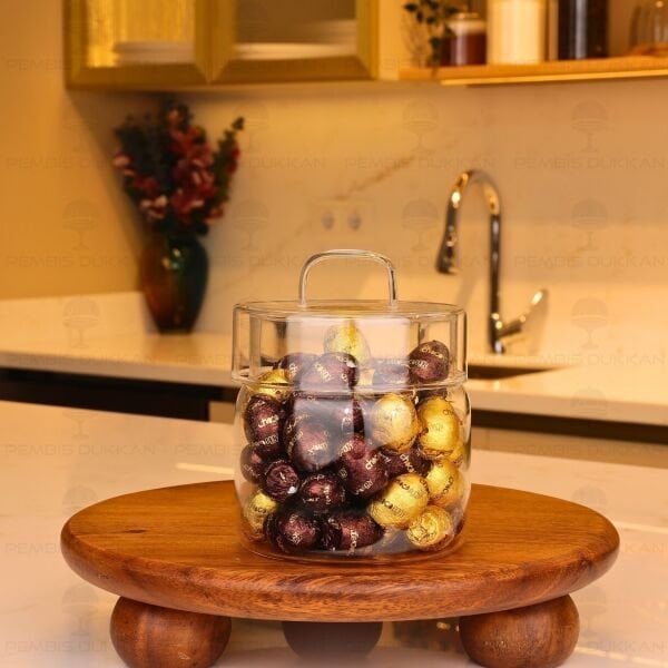 GLAZY 600ML CAM KAPAKLI, KAVANOZ (9R13)