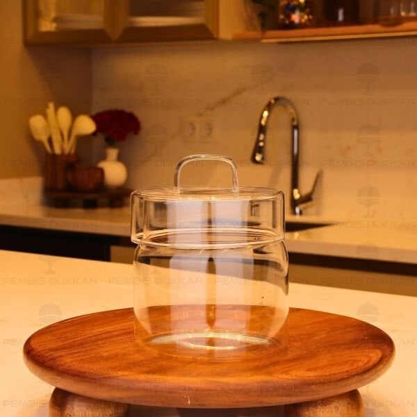 GLAZY 600ML CAM KAPAKLI, KAVANOZ (9R13)