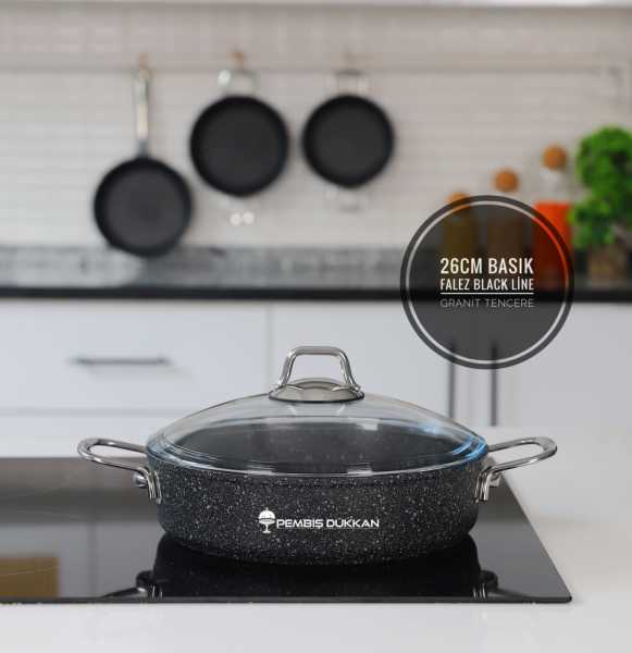 FALEZ 26 CM BASIK BLACK LİNE GRANİT TENCERE