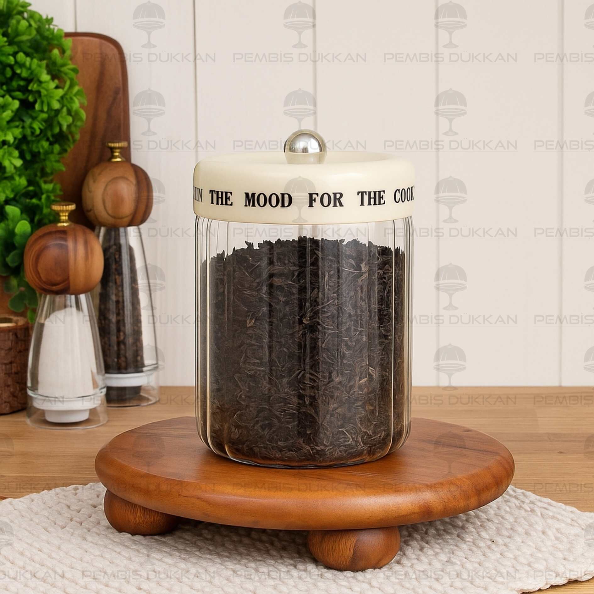 MEST 1400 ML PLASTİK KAPAKLI, ÇİZGİLİ KAVANOZ (3H05)