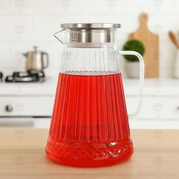 1800ML ELİSA, METAL KAPAKLI BOROSİLİKAT CAM SÜRAHİ (1J19)