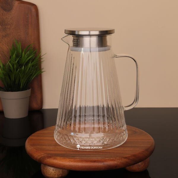 1800ML ELİSA, METAL KAPAKLI BOROSİLİKAT CAM SÜRAHİ (1J19)