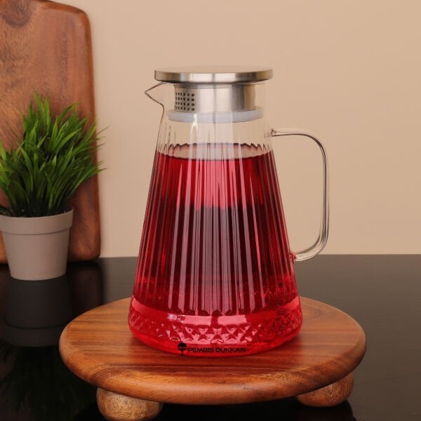 1800ML ELİSA, METAL KAPAKLI BOROSİLİKAT CAM SÜRAHİ (1J19)