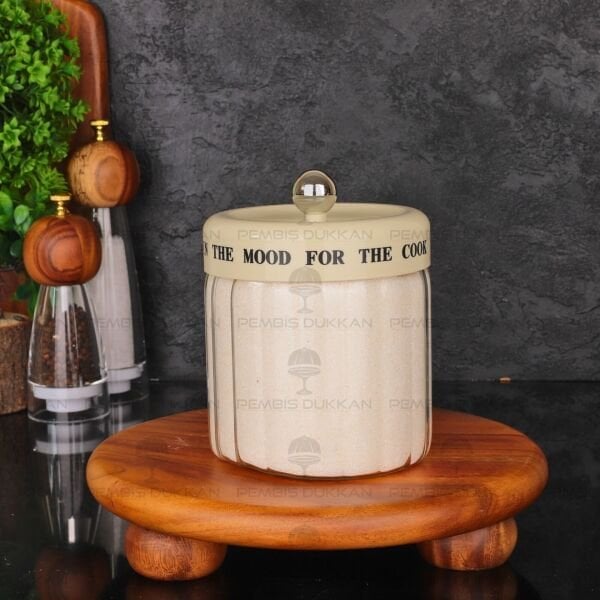 MEST 1100 ML PLASTİK KAPAKLI, ÇİZGİLİ KAVANOZ (3H06)