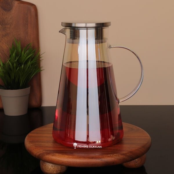 MN METAL KAPAKLI LÜSTERLİ CAM SÜRAHİ (1J23)