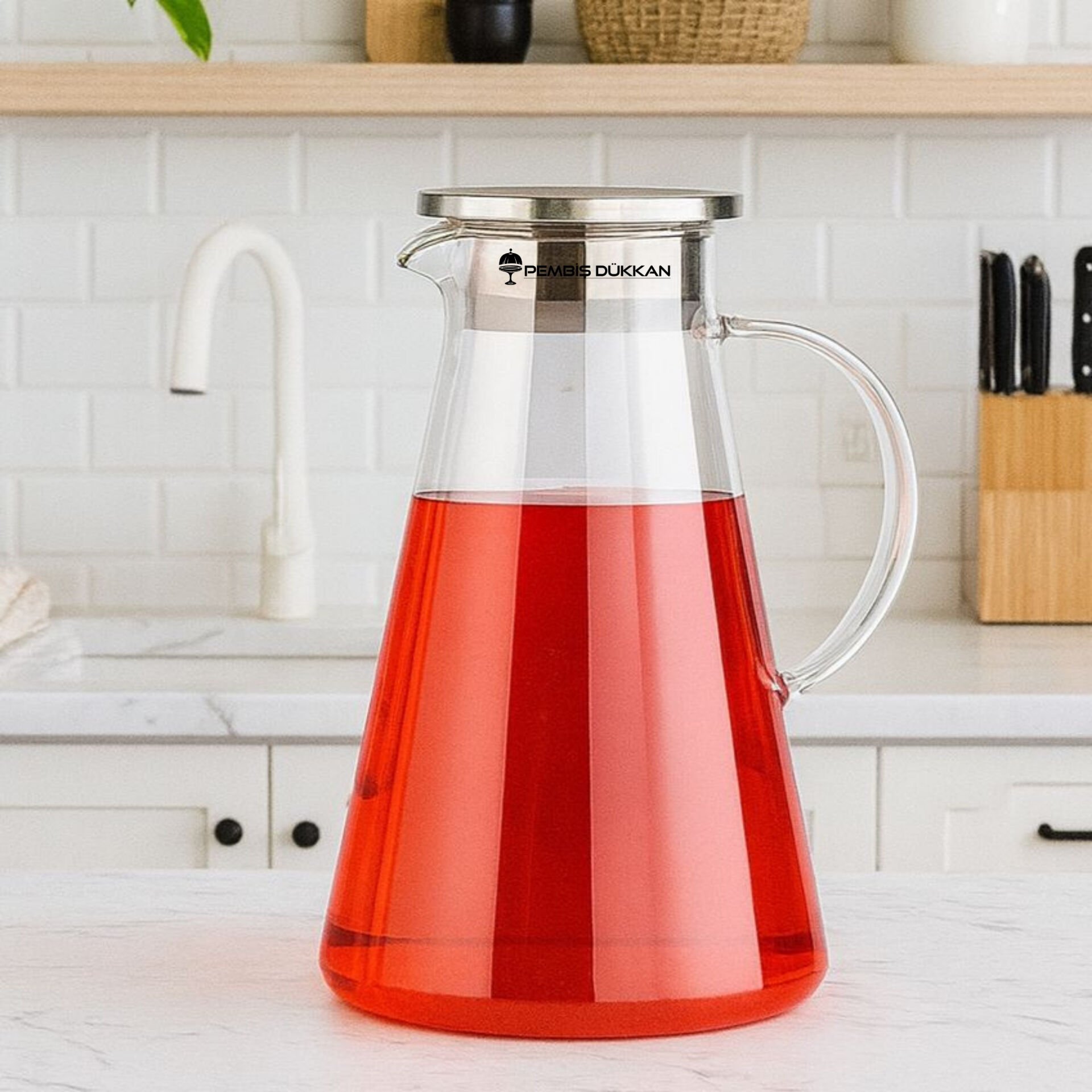 MN METAL KAPAKLI LÜSTERLİ CAM SÜRAHİ (1J23)