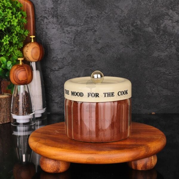 MEST 850 ML PLASTİK KAPAKLI, ÇİZGİLİ KAVANOZ (3H07)