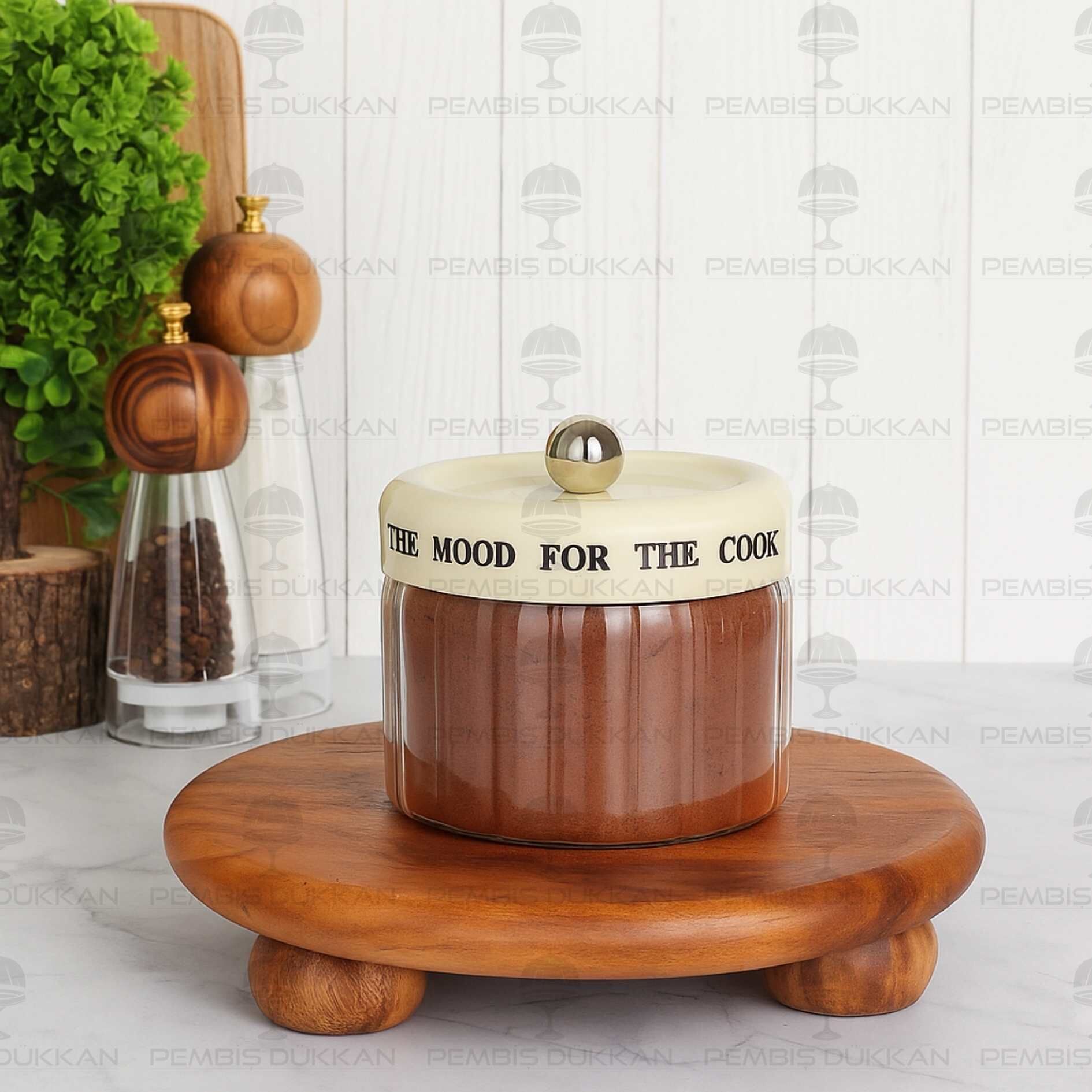 MEST 850 ML PLASTİK KAPAKLI, ÇİZGİLİ KAVANOZ (3H07)