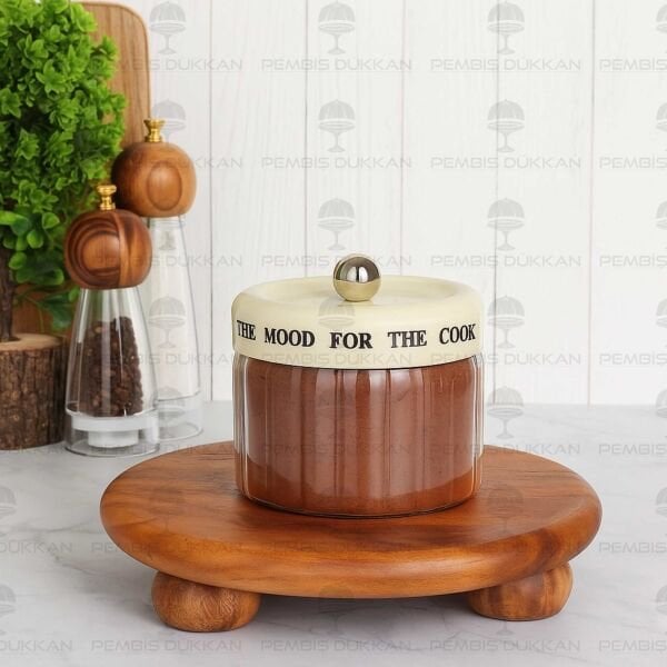 MEST 850 ML PLASTİK KAPAKLI, ÇİZGİLİ KAVANOZ (3H07)