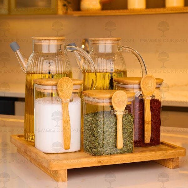5li Bambu Standlı Ocak Yanı Yağdanlık Kombin Set 139