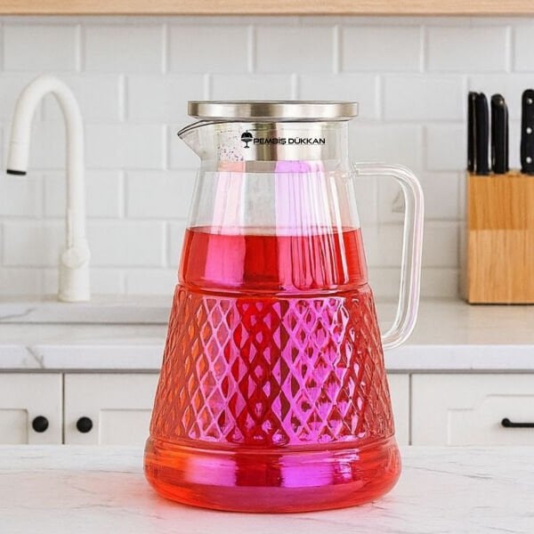 MN METAL KAPAKLI LÜSTERLİ  CAM SÜRAHİ (1J24)