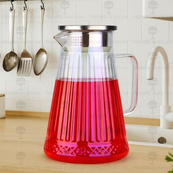 1800ML RAİNBOW ELİSA, METAL KAPAKLI BOROSİLİKAT CAM SÜRAHİ (1J27)