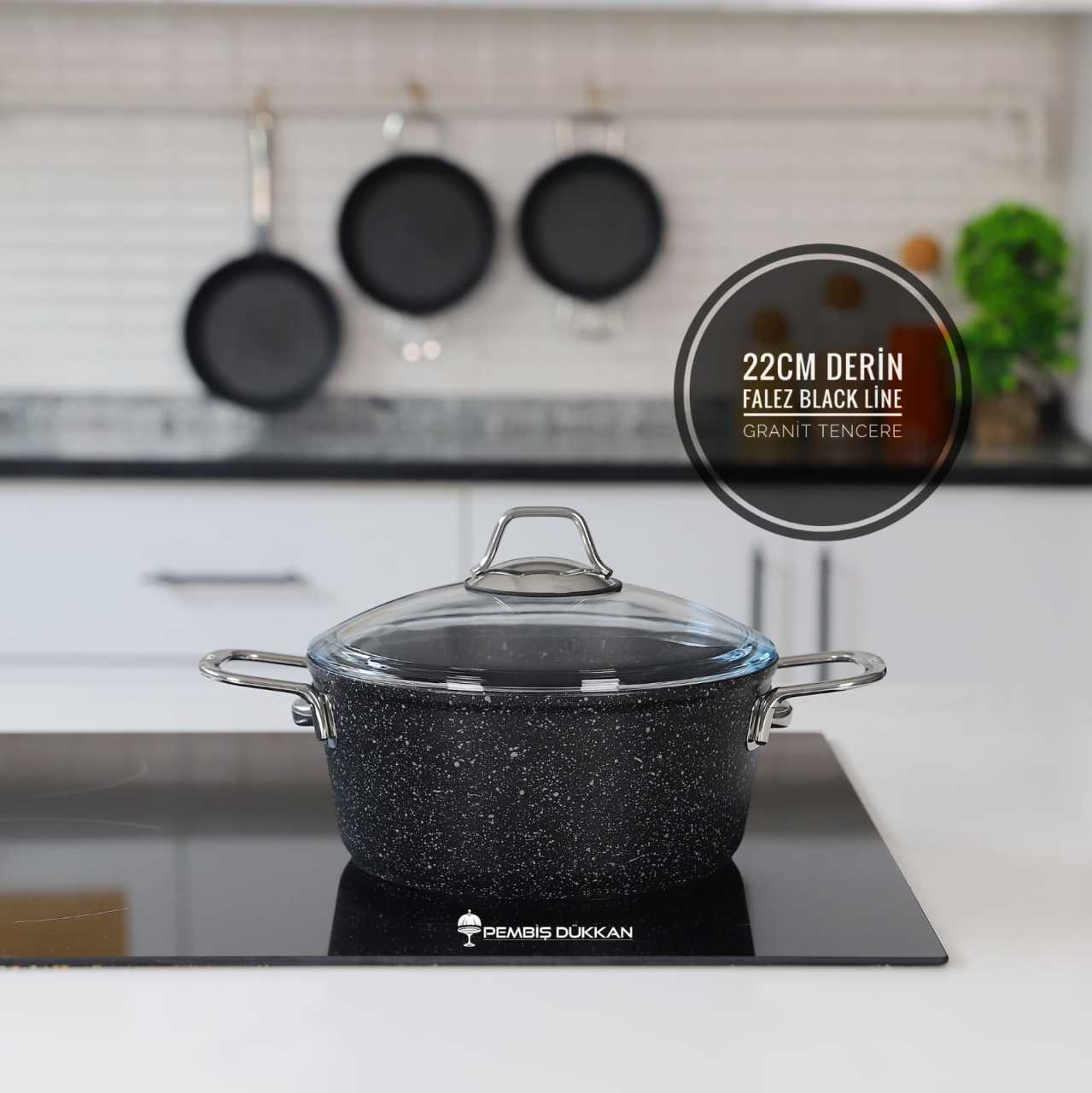 FALEZ 22CM DERİN BLACK LİNE TENCERE