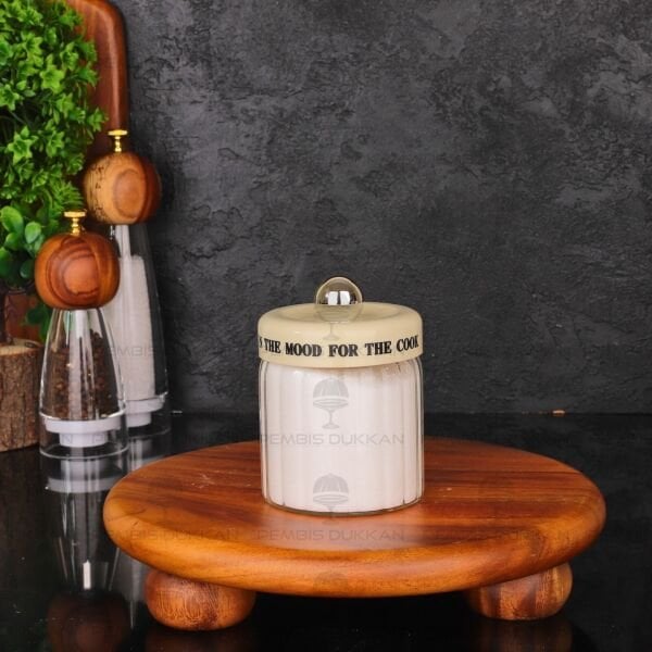 MEST 320ML PLASTİK KAPAKLI, ÇİZGİLİ KAVANOZ (3H11)