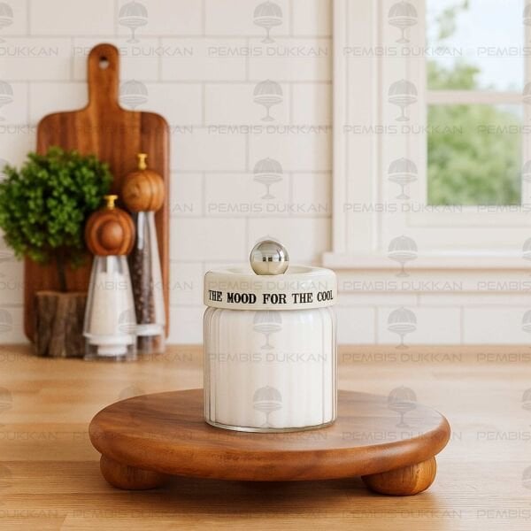 MEST 320ML PLASTİK KAPAKLI, ÇİZGİLİ KAVANOZ (3H11)