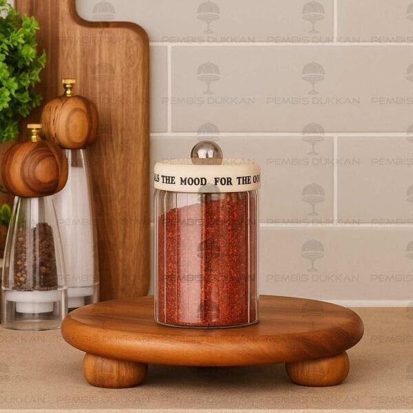 MEST 450ML PLASTİK KAPAKLI, ÇİZGİLİ KAVANOZ (3H10)