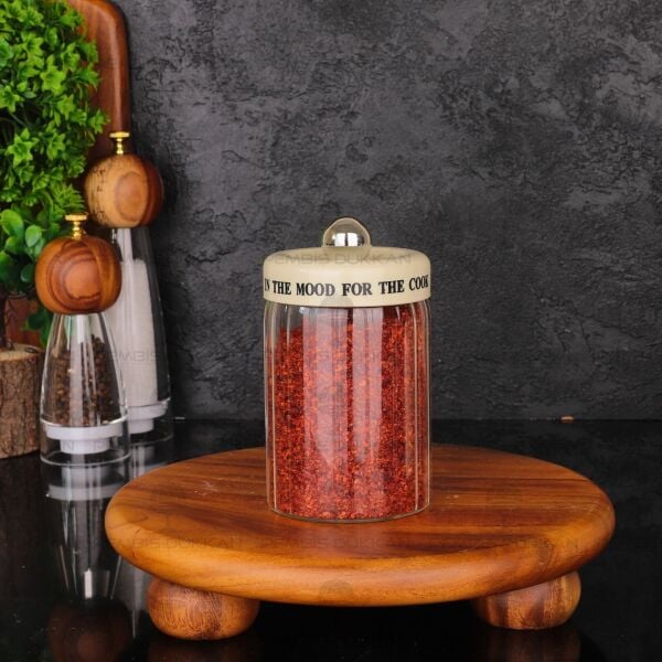 MEST 450ML PLASTİK KAPAKLI, ÇİZGİLİ KAVANOZ (3H10)