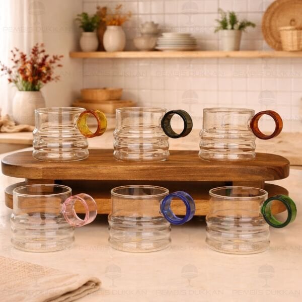 1 ADET RENKLİ YÜZÜK KULPLU , RİNG CAM KUPA (RENK SEÇİNİZ)